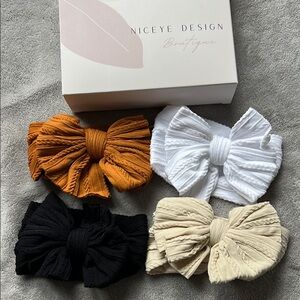 Stretch nylon newborn bows set of 4